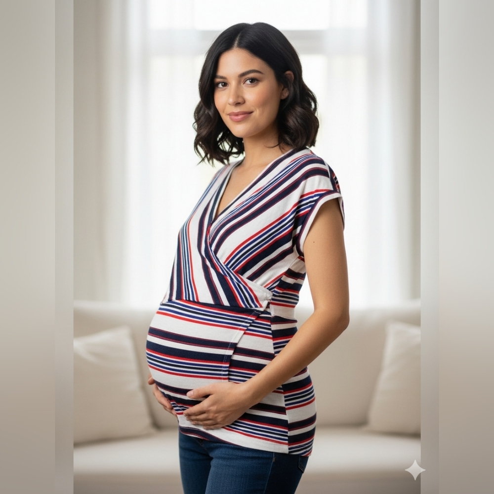 🤰🏽5 For $25 Motherhood Red and White Short Sleeve Tee